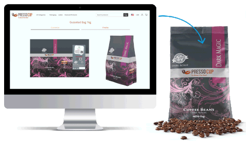 Un portail de Web-to-Pack avec l'aperçu 3D d'un produit personnalisable