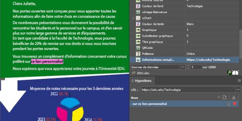 Un lien interactif personnalisé par XMPie uCreate vu depuis Adobe InDesign