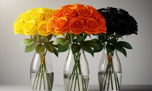 Un bouquet de roses blondes, un autre de roses rousses, un troisième de roses brunes