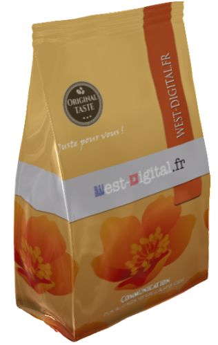 Vue 3D d'un emballage souple personnalisé dans XMPie StoreFlow