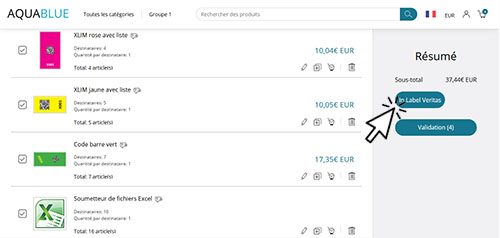 Génération automatique d'articles d'étiquettes via l'option In Label Veritas dans le Web-to-Label XMPie StoreFlow