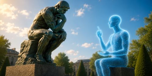 Le Penseur de Rodin aidé par de l'IA