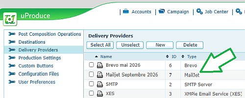 Mailjet dans XMPie uProduce
