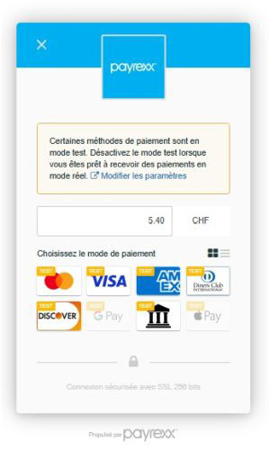 L'initiation d'un paiement via Payrexx pendant une commande Web-to-Print