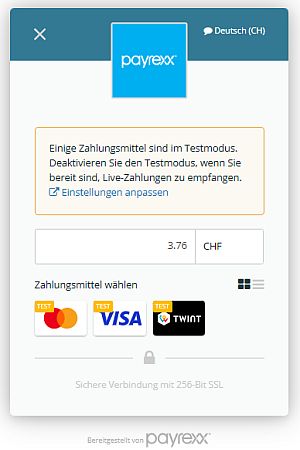 Start einer Payrexx-Zahlung während einer Web-to-Print-Bestellung