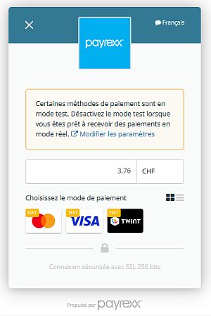 L'initiation d'un paiement via Payrexx pendant une commande Web-to-Print