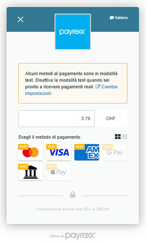Avvio di un pagamento tramite Payrexx durante un ordine Web-to-Print