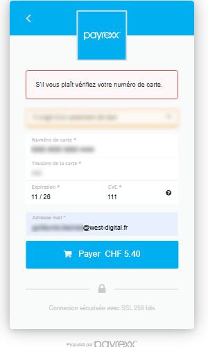 L'initiation d'un paiement via Payrexx pendant une commande Web-to-Print