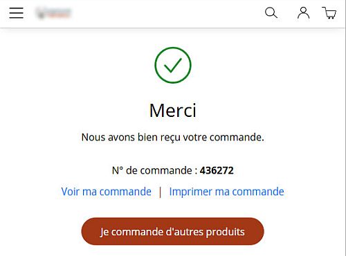 La confirmation d'un paiement via Payrexx dans le portail de Web-to-Print XMPie StoreFlow