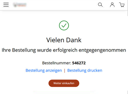 Bestätigung einer Zahlung über Payrexx im XMPie StoreFlow Web-to-Print-Portal