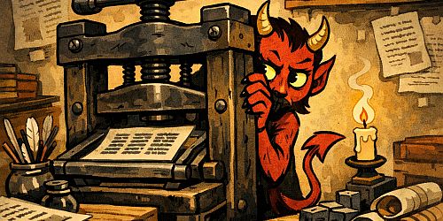 Un Diable se cachant dans les détails de l'imprimerie